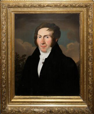 0707-Gustav Albert Traeger, Männer- und Frauenporträt, Ölgemälde von 1833 & Mischtechnik um 1830/40, beide in Goldstuckrahmen des 19. Jhs.
