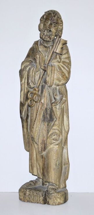 0718-Petrus mit dem Schlüssel, große Holzskulptur um 1520