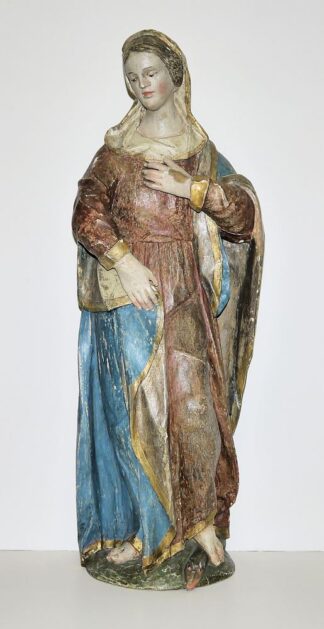 0720-Maria Verkündigung, polychrom gefasste Holzskulptur, süddeutsch/ alpenländisch 17. Jh.