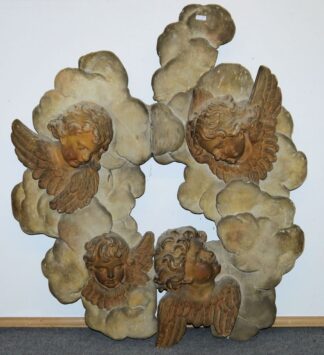 0726-Barockes Decken- / Wandrelief mit 4 Puttenköpfen, süddeutsch/alpenländisch um 1750