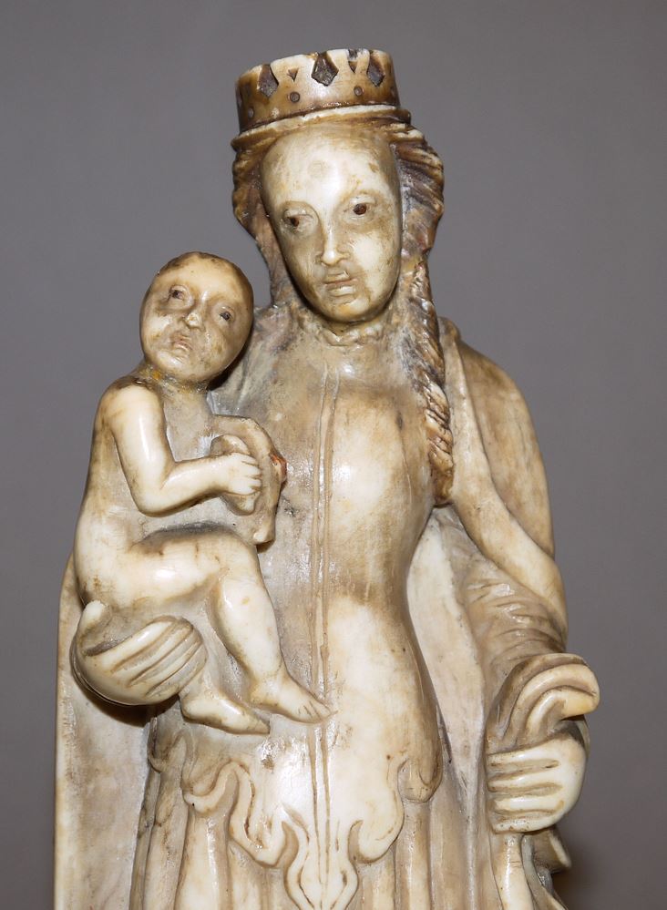 0729-Kleine Marmorskulptur einer Madonna im spätgotischen Stil, um 1800 - Image 2