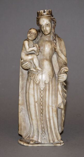 0729-Kleine Marmorskulptur einer Madonna im spätgotischen Stil, um 1800