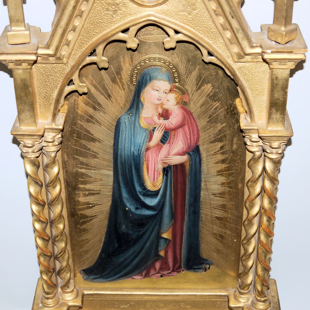 0737-Fra Angelico, nach, "Madonna della Stella", im neugotischen, plastischen Architekturrahmen, 19. Jh. – Bild 2