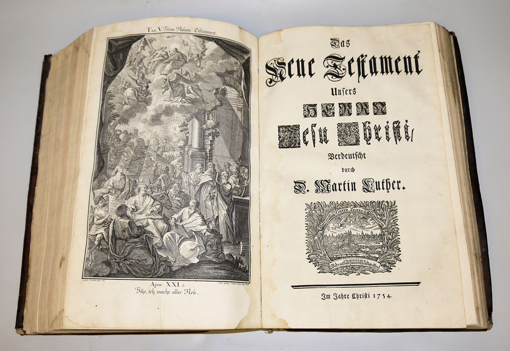 0771-Seltene Luther-Bibel, Gebrüder Zunkel, Regensburg 1756, komplett in gutem Originalzustand - Image 2