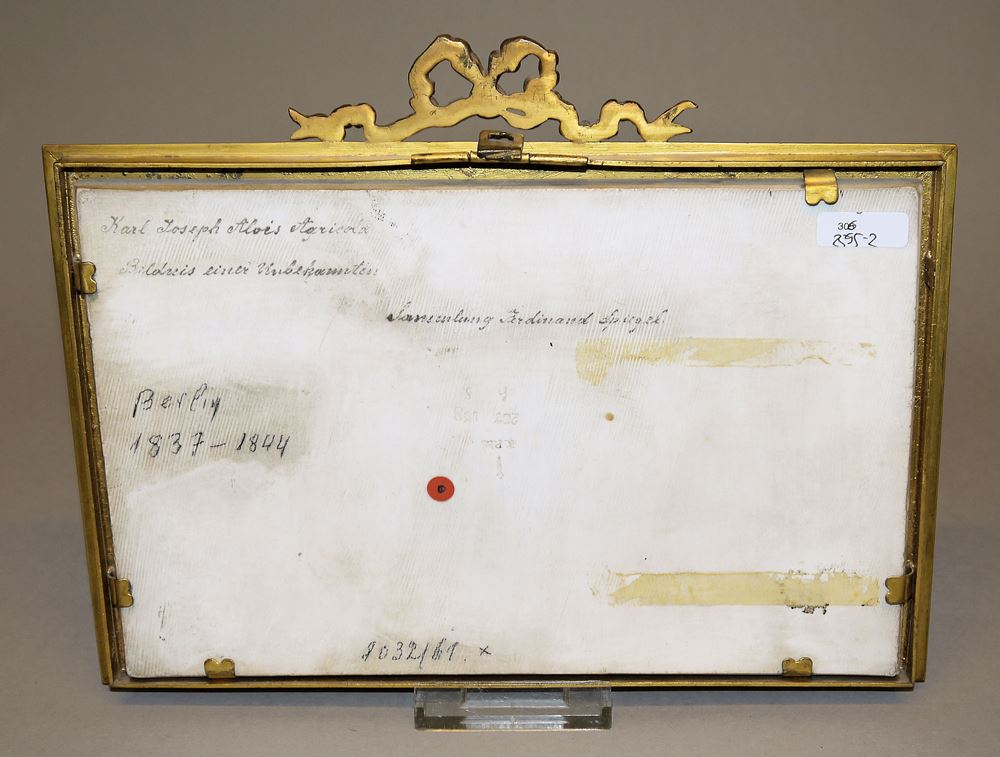 0789-"Bildnis einer Unbekannten", feine Porzellan-Miniatur nach Karl Agricola, KPM Berlin um 1840 - Image 3