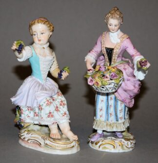 0794-Blumenverkäuferin und Gärtnerkind, zwei Porzellanfiguren, Kgl. Meißen, 19. Jh.