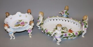 0818-Zwei Porzellan-Zierschalen mit Putten, Anfang 20. Jh.