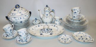 0823-Porzellan- Speise und Kaffeeservice "Bla Malet" (Blau Traditionell) für 6 Personen, Bing & Gröndahl