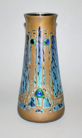 0859-Ziervase mit galvanischer Kupferauflage, Schule Koloman Moser und Loetz Witwe um 1900, beschädigt