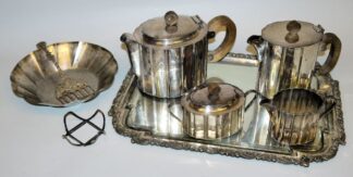 0892-Kaffee- und Teekern, Schale, Tablett u.a., versilbert ab 1920