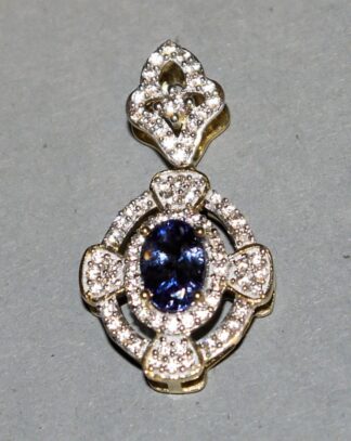 0898-Anhänger mit Brillanten und Saphir, Gold
