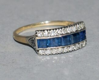 0906-Brillant- und Saphir-Ring, Gold