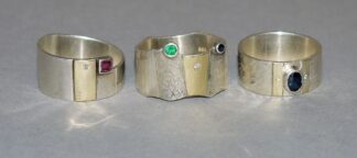 0948-Drei Designer-Ringe, Gold/Silber