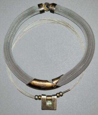 0950-Zwei Designer-Colliers, Silber/Gold