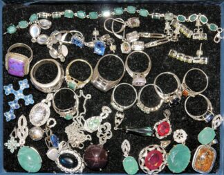 0952-Sammlung Silber-Schmuck mit Steinbesatz, neuwertig