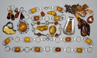 0954-Sammlung Bernstein-Schmuck, Silber