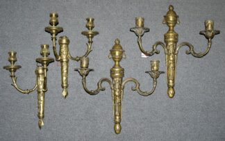 1011-Zwei Paare Pracht- Wandkerzenhalter aus Messing, 19. Jh.