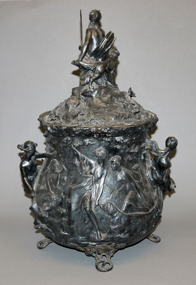1020-Prunkbowle mit Diana, der Göttin der Jagd, WMF Geislingen um 1900 – Bild 2