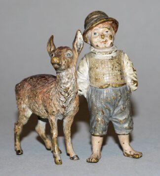 1035-Knabe und Reh, Wiener Bronze um 1900