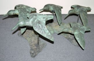 1037-Möwen, Bronze-Gruppe, 3 Enten, Bronze und Mauer-Katze, Bronze, Gartenplastiken