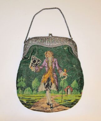 1046-Edle Perlstricktasche mit Silber-Bügel um 1900/1920
