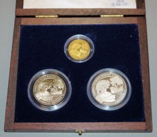 1052-Drei Sondermünzen ECU in Gold, Silber und Kupfer, Portugal 1991