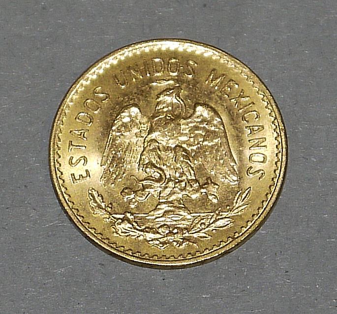 1055-Goldmünze zu 5 Pesos, Mexiko 1955, wohl Nachprägung als Anlagemünze – Bild 2