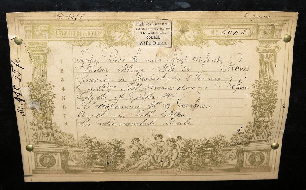 1057-Schweizer Walzenspieldose, vertrieben von Wilhelm Düren, Köln um 1890 – Bild 3