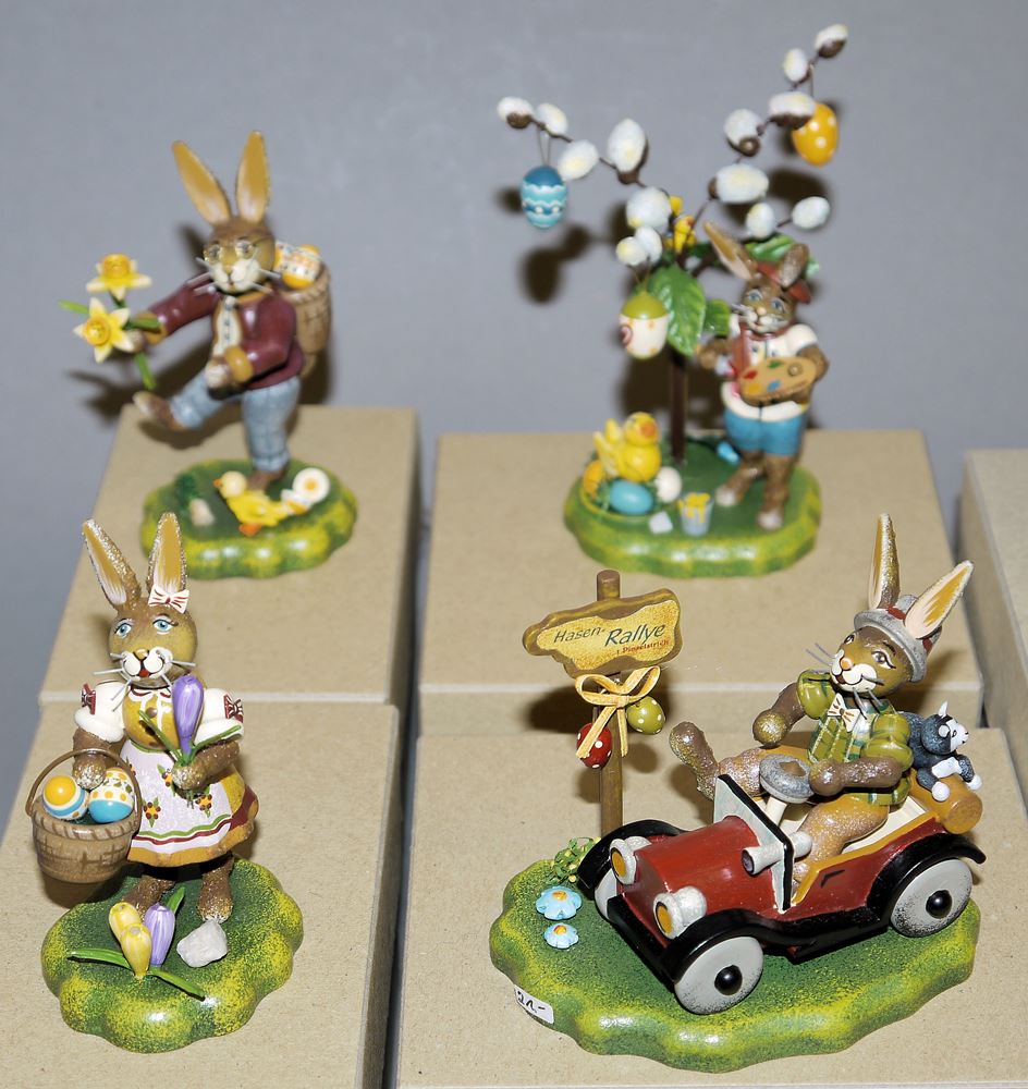1064-Neun "Hasenland"-Figuren von Hubrig Volkskunst, Zschorlau im Erzgebirge – Bild 2
