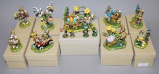 1064-Neun "Hasenland"-Figuren von Hubrig Volkskunst, Zschorlau im Erzgebirge